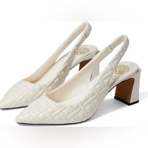 Vince Camuto Quilted Cream Slingback Heels